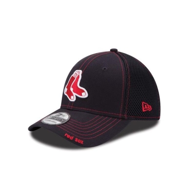 Black Boston Red Sox Hat - New Era MLB Neo 39THIRTY Stretch Fit Caps USA9403586